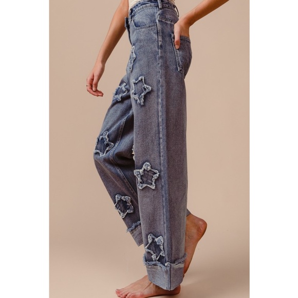 BiBi Star Patch Flare Jeans - Blue⭐️⭐️⭐️ - Picture 3 of 10